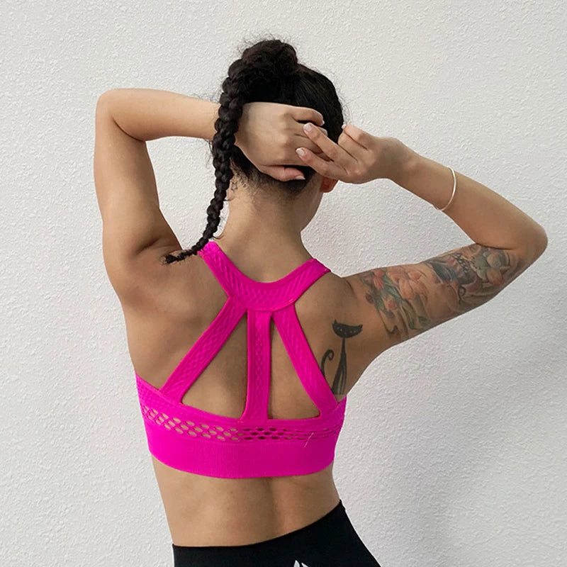 ShockProof Breathable Sports Bra - Push-Up Fitness Gym Top