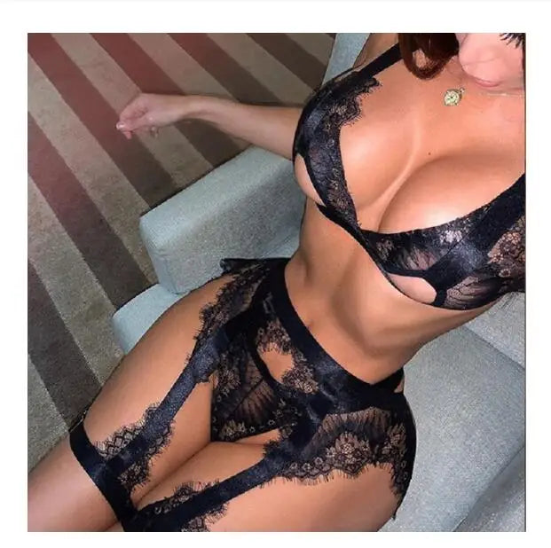 Lingerie sexy quente erótico íntimo conjuntos de sutiã calcinha g-string conjunto sexy lingerie transparente renda sutiã aberto & breve conjuntos