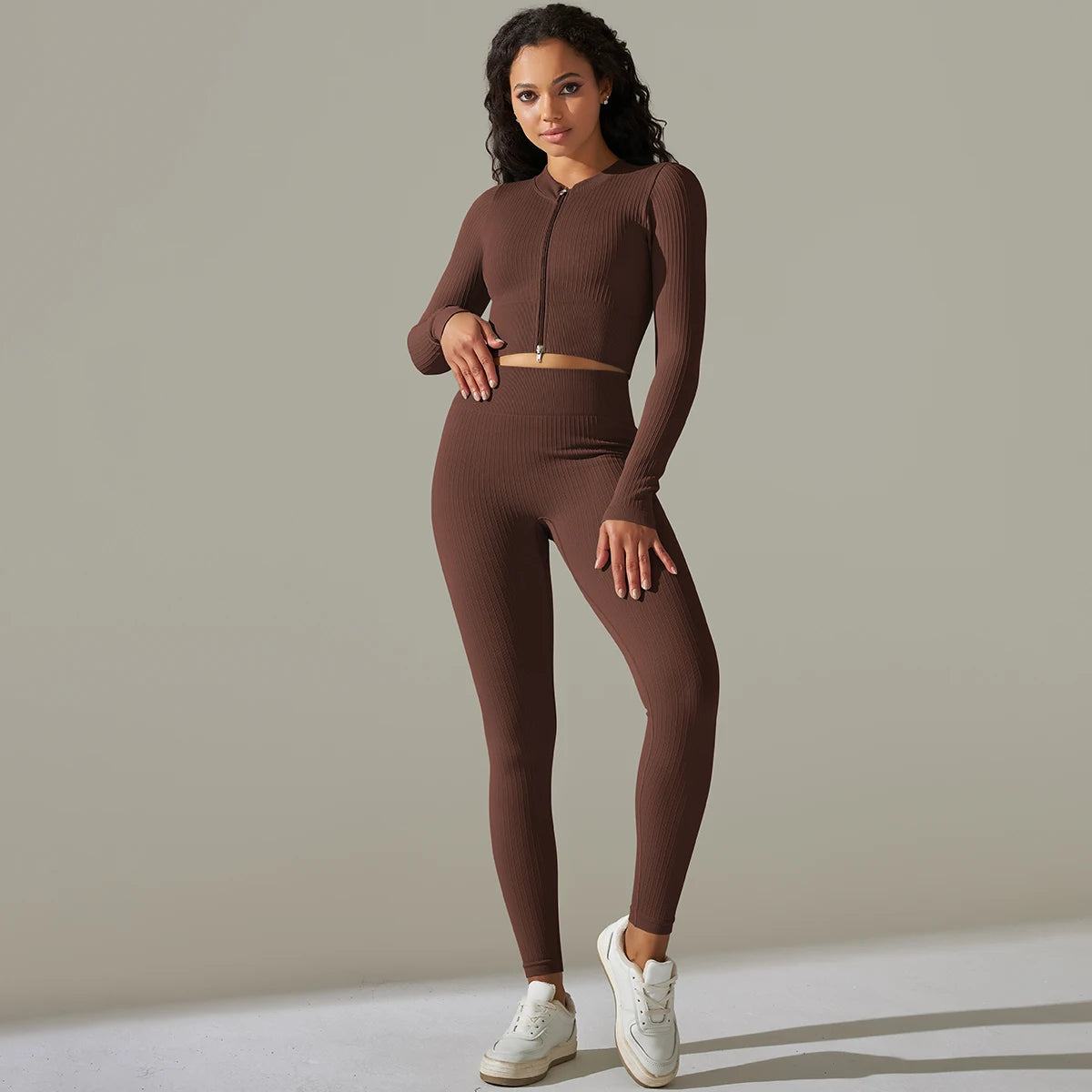 Sem costura conjunto de yoga feminino com nervuras treino esporte sutiã colheita superior cintura alta shorts yoga leggings define fitness ginásio roupas treino