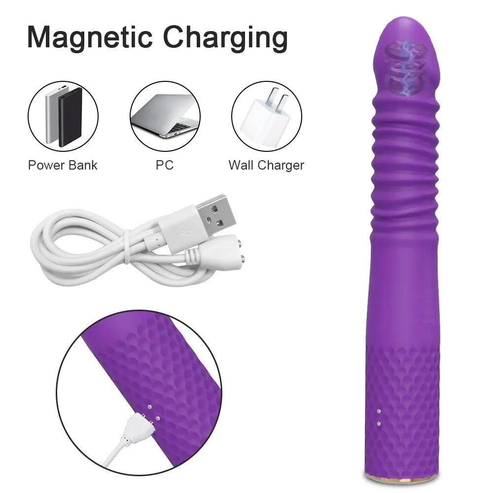 Vibrador telescópico automático sem fio, bluetooth, impulso, massageador, masturbador feminino, ponto g, brinquedos sexuais para adultos femininos