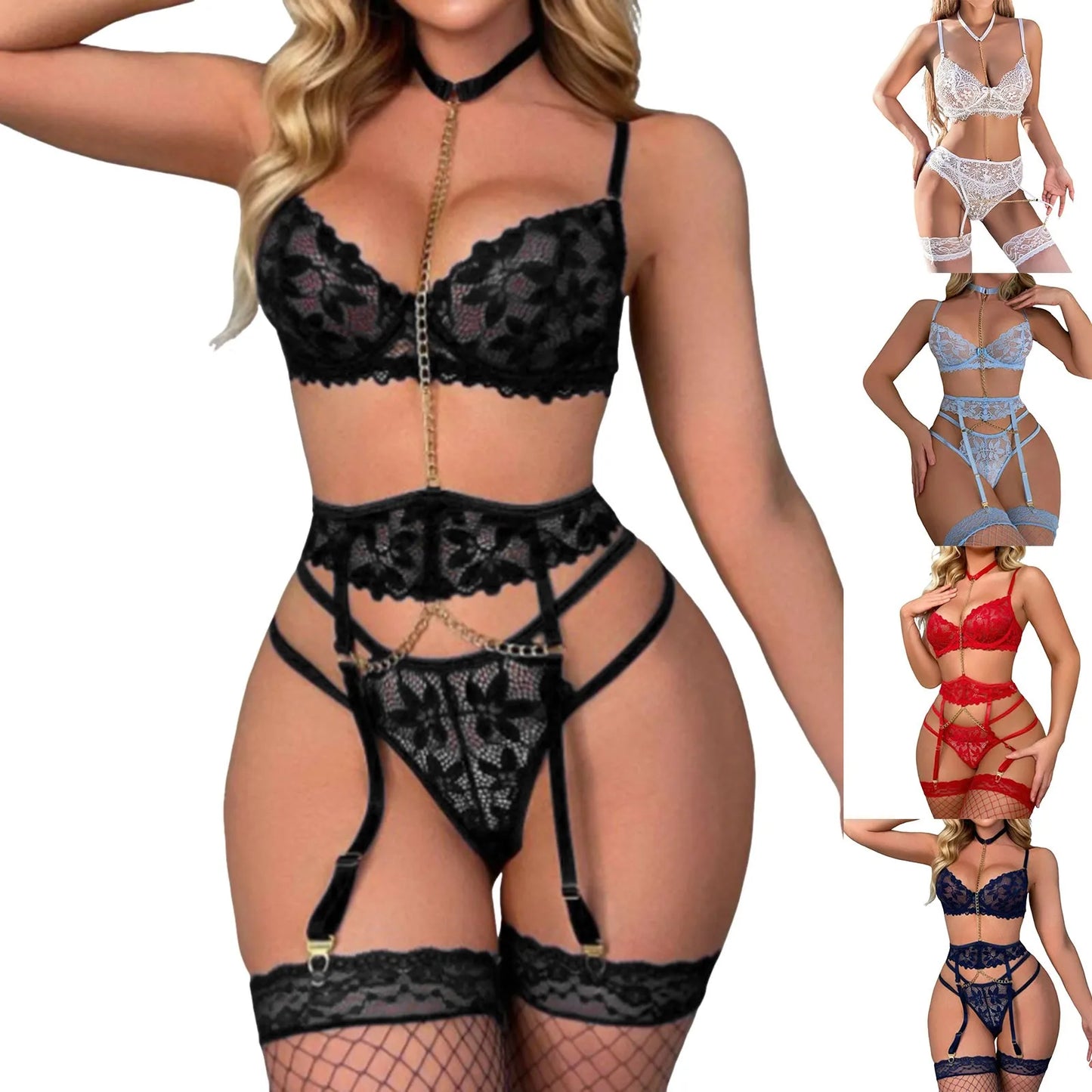 Sexy Lingerie Women's Underwear Set Sexy Lace Erotic Lingerie Set Female Underwear Set Lace Bra Panties Underwear Women Pajamas