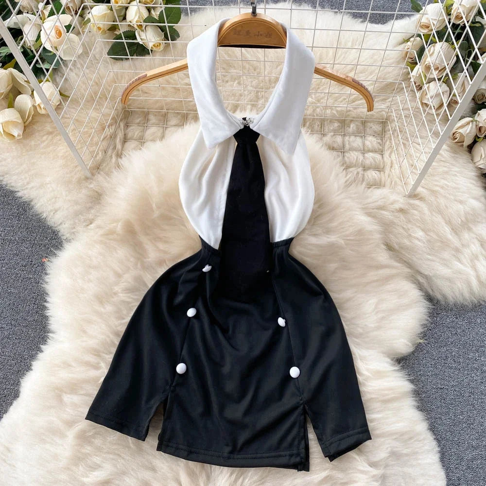 Women's Sexy Transparent Sailor Student Uniform Cosplay Costume with Sheer Bowknot Stripe Patchwork Top + Mini Skirt 2-Piece Set