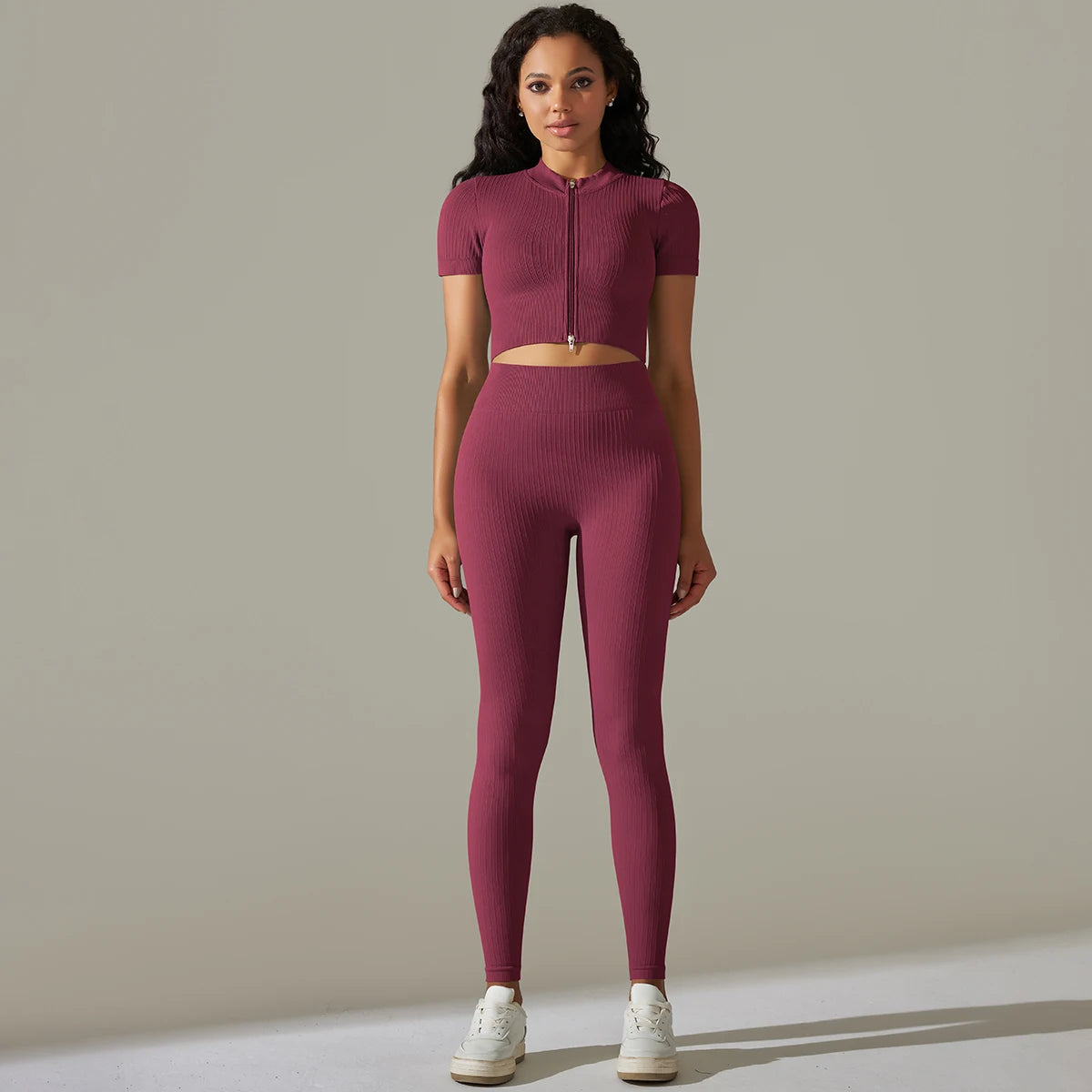 Sem costura conjunto de yoga feminino com nervuras treino esporte sutiã colheita superior cintura alta shorts yoga leggings define fitness ginásio roupas treino