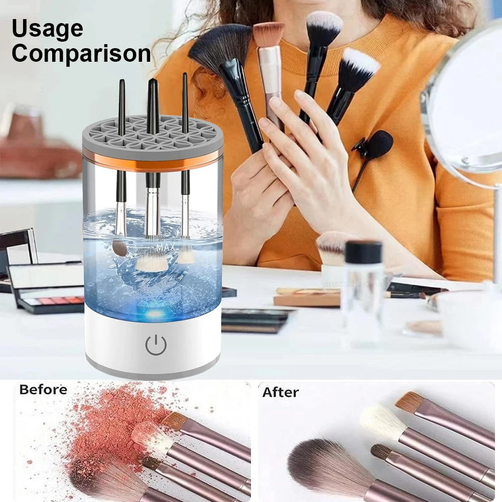 Limpador de escova de maquiagem elétrica automática Portable 3 In 1