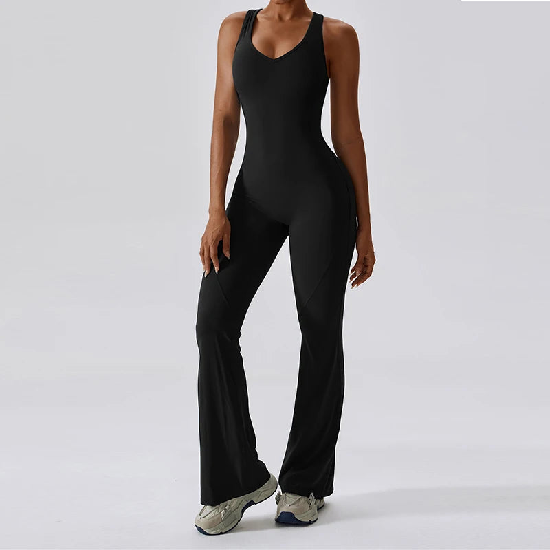 Sexy Back V Jumpsuit: Women’s Stretch Yoga & Fitness Bodysuit