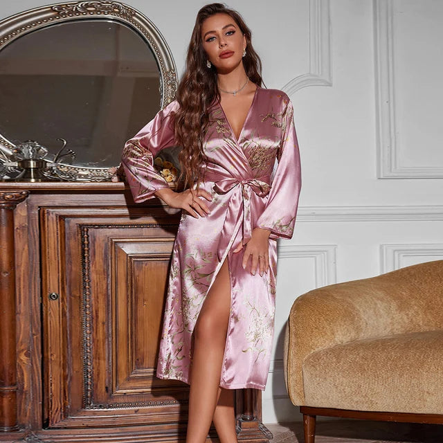 Cherry Satin Robe Sleepwear