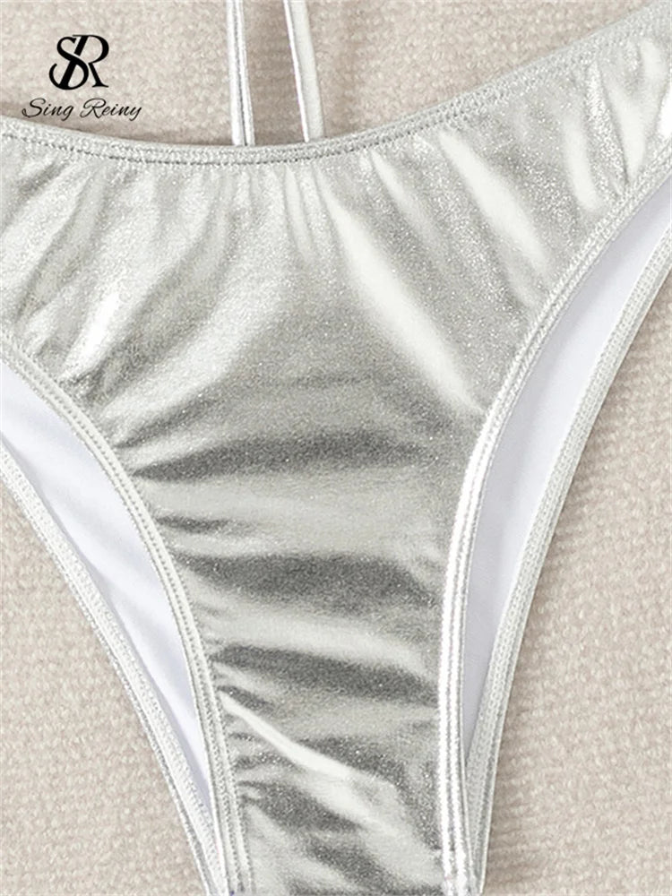 SINGREINY Fashion Women Beach Sexy Swimsuits Sets 2024 Backless Sensual Lingerie Tassel Diamond Sheath Bikini Underwear Suits