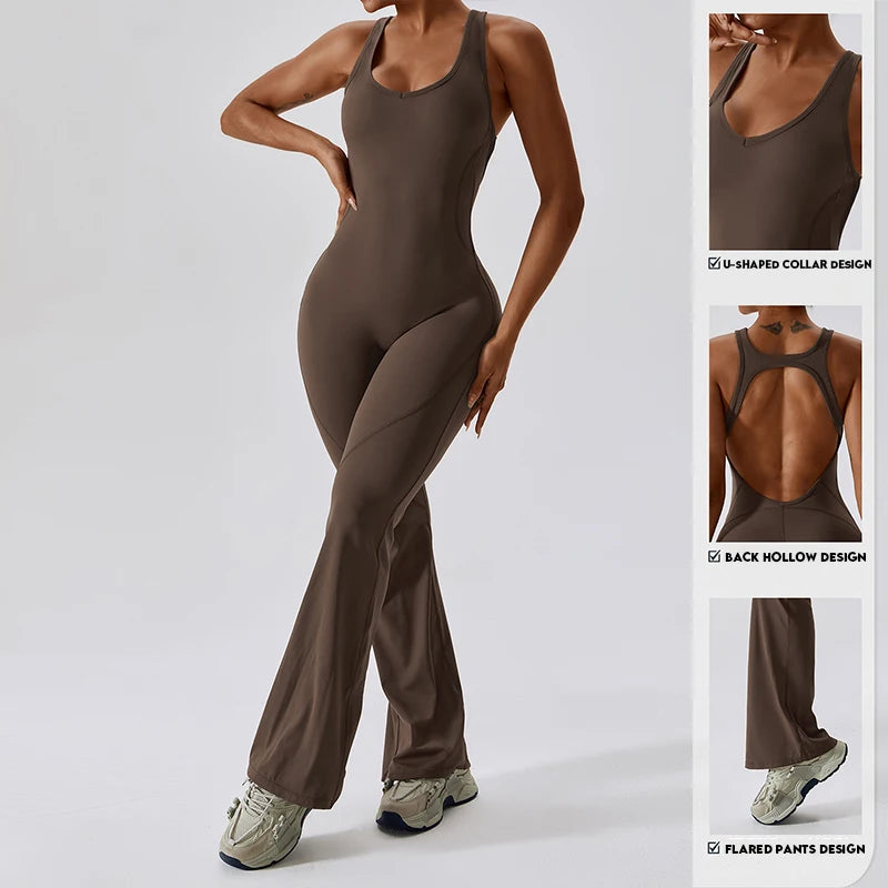 Sexy Back V Jumpsuit: Women’s Stretch Yoga & Fitness Bodysuit