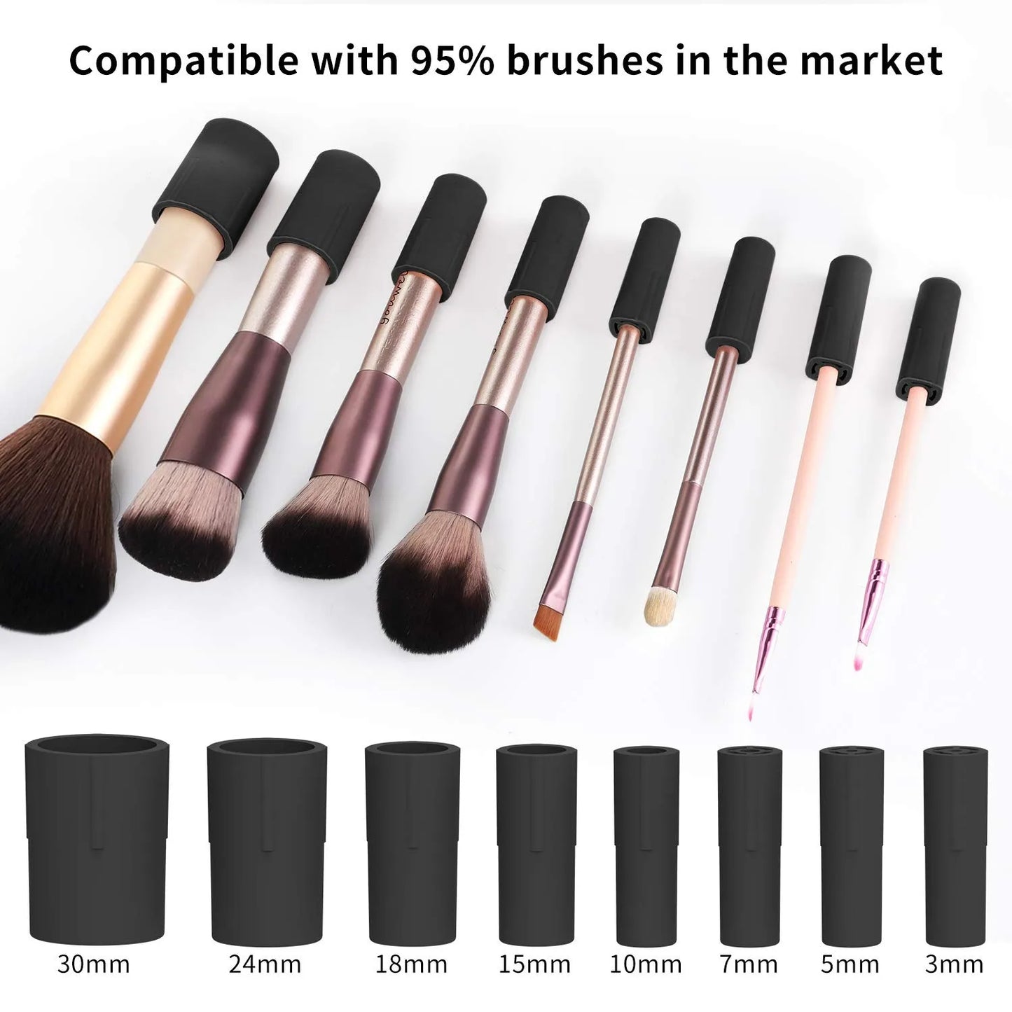 Electric Makeup Brush Cleaner & Dryer Machine with 8 Size Rubber Collars