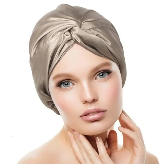 SilkComfort Double Layer Turban Hat - Soft Sleeping Night Cap for Women