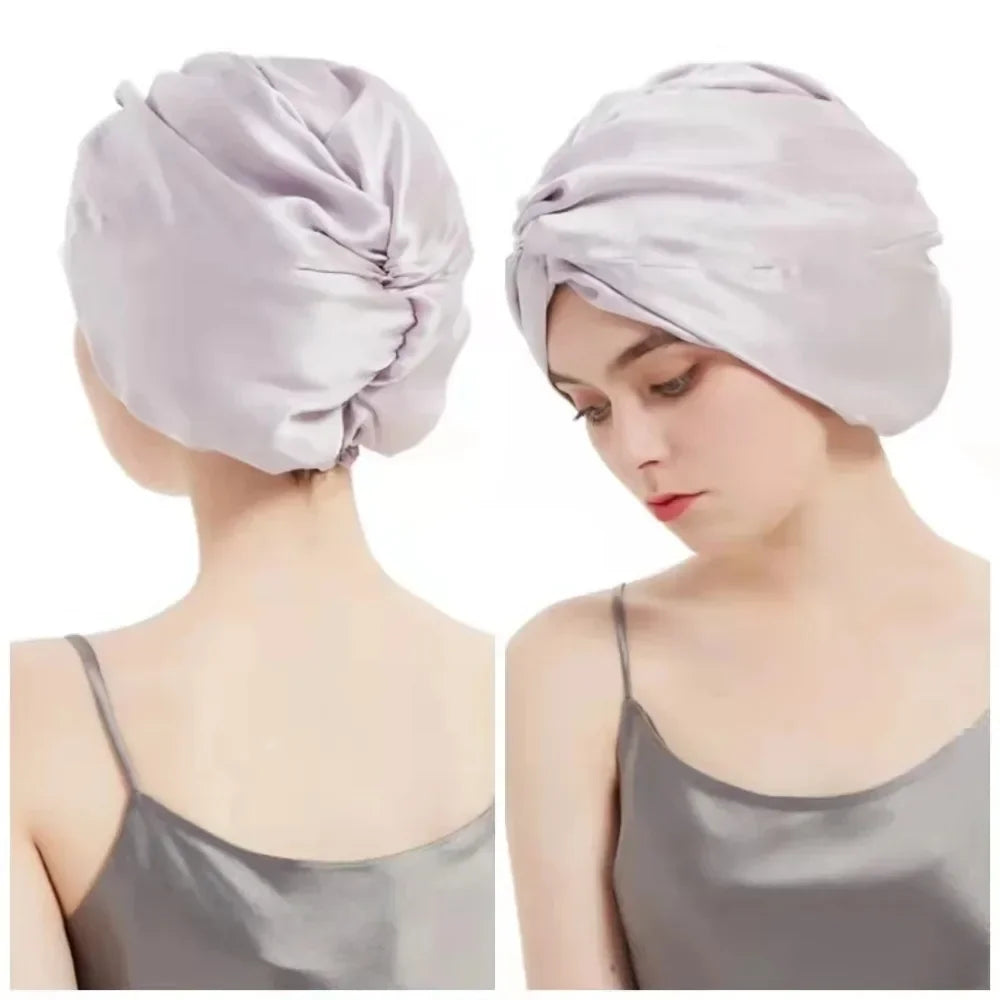 SilkComfort Double Layer Turban Hat - Soft Sleeping Night Cap for Women