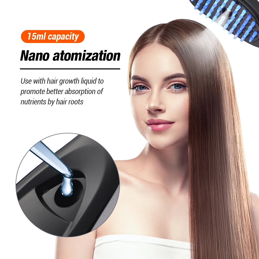 HairGlow Therapy Comb - Advanced Light and Vibration Hair Massager