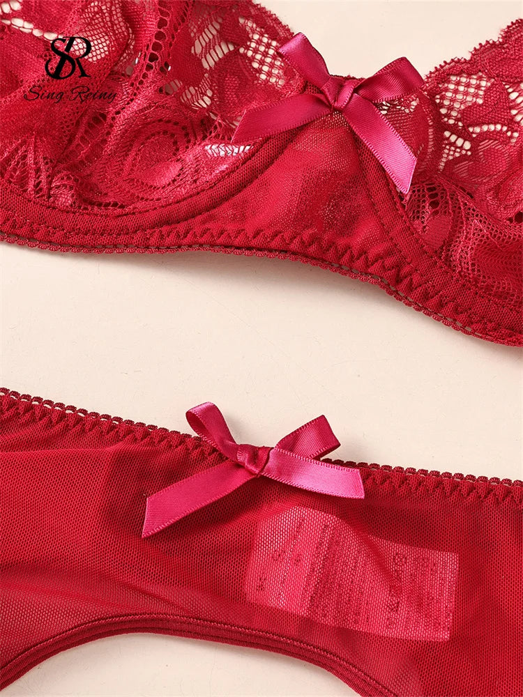 Singiny conjunto de sutiã e cuecas de renda transparente, sexualidade, fina, erótica, roupa de dormir, 2024, lingerie feminina, espartilho, roupa íntima sexy, ternos