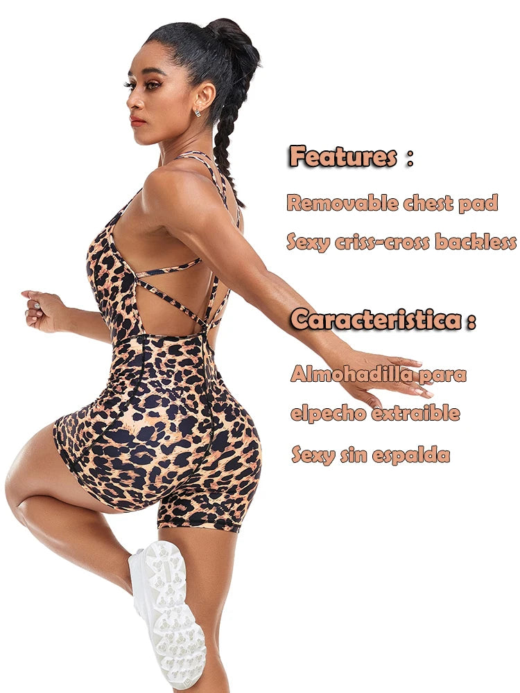 Leopard Print Sport Romper