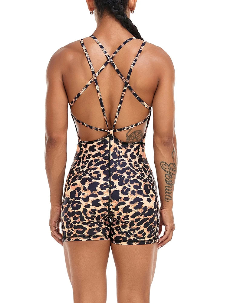 Leopard Print Sport Romper