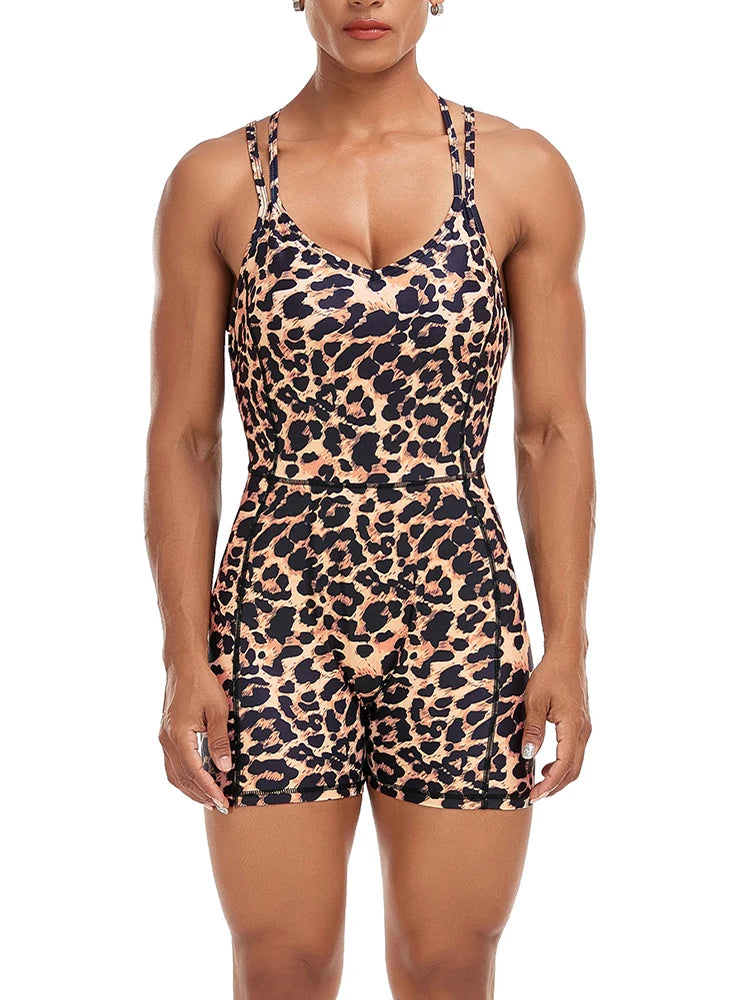 Leopard Print Sport Romper